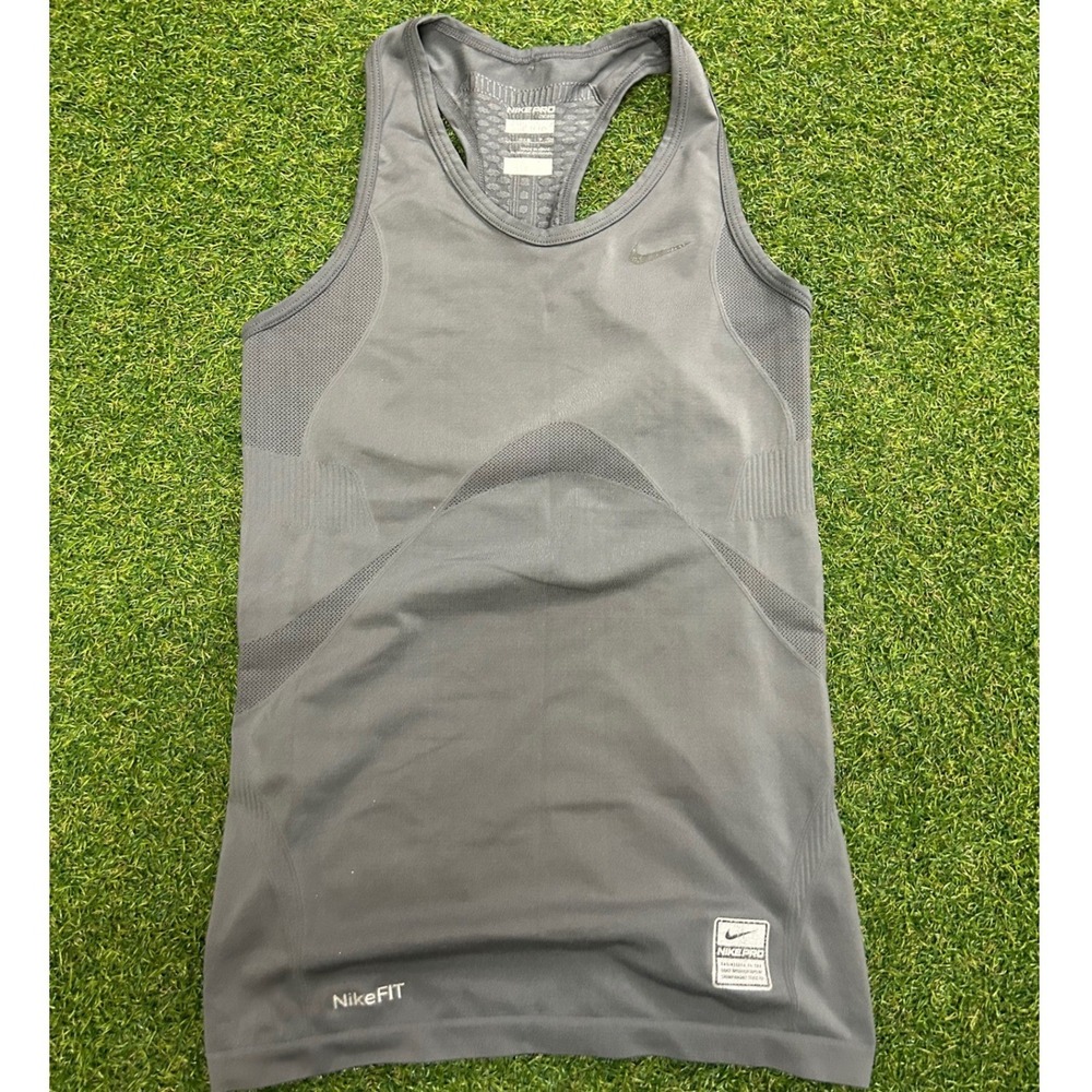 Nike Pro Tight Fit Racerback Tank Top Gray NikeFIT Athletic Shirt Small
